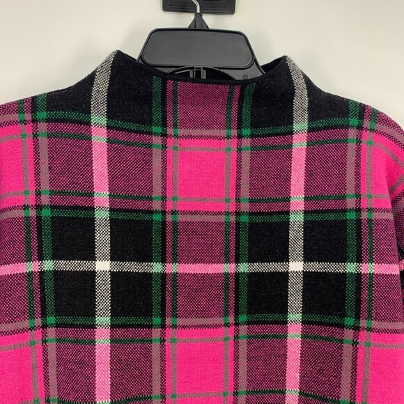 Nicole Miller Sweater Pink Black Plaid Mock Neck Stretch NWT - Picture 8 of 9
